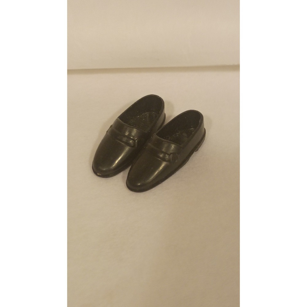 Vintage Ken Doll Black Loafers Miniature Slip On Dress Shoes Accessory